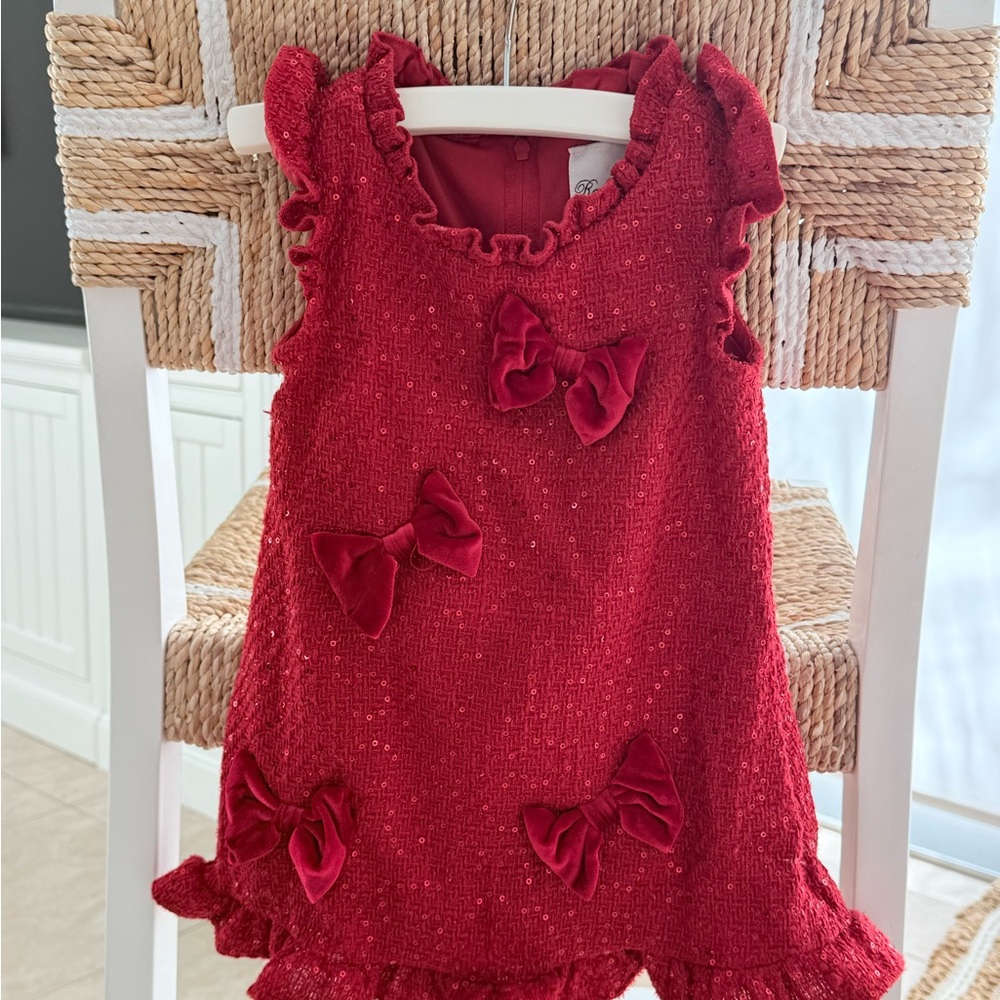 Rare Editions Red Bow Formal Kids Dress